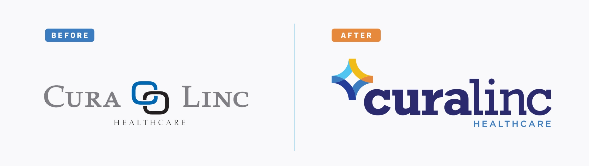 Curalinc logo before and after comparison.